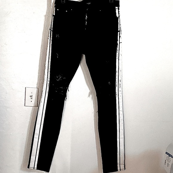 Amiri track stack black with white track stripes like new 38w thrasher denim - Picture 9 of 16